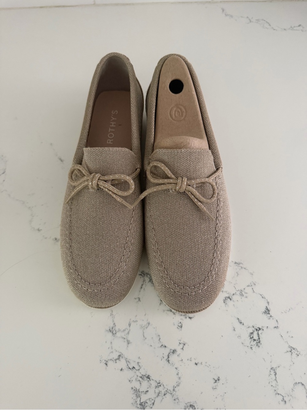 RARE! Rothy’s The Boat Shoe Women’s 9.5 Shimmery Sand NWT Nautical Loafer